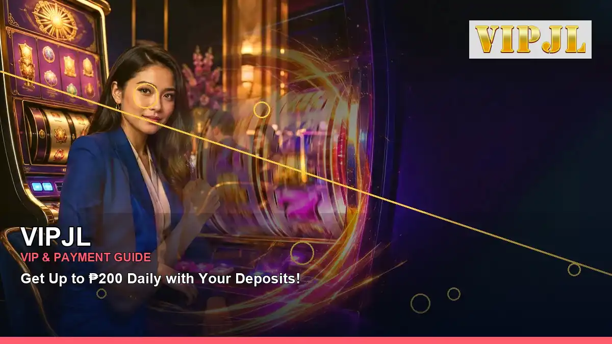 VIPJL high-energy coins casino cashback rewards in a left close-up layout for Philippine players