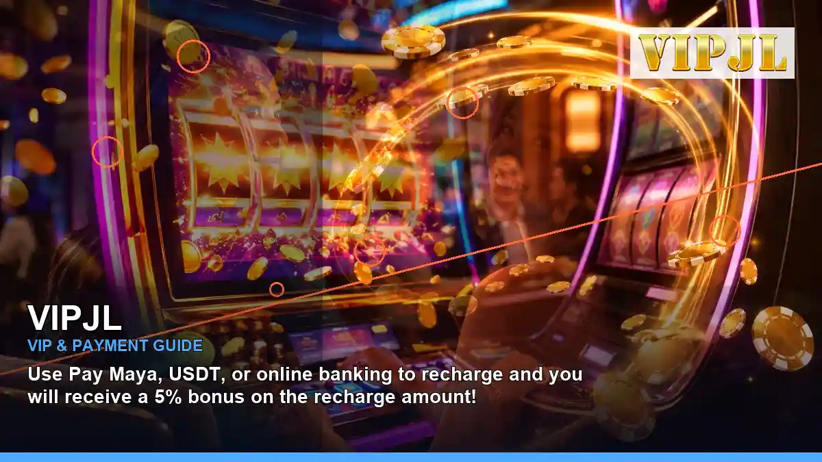 VIPJL reels casino bonus games featuring an adult Filipina casino host with a left-diagonal composition