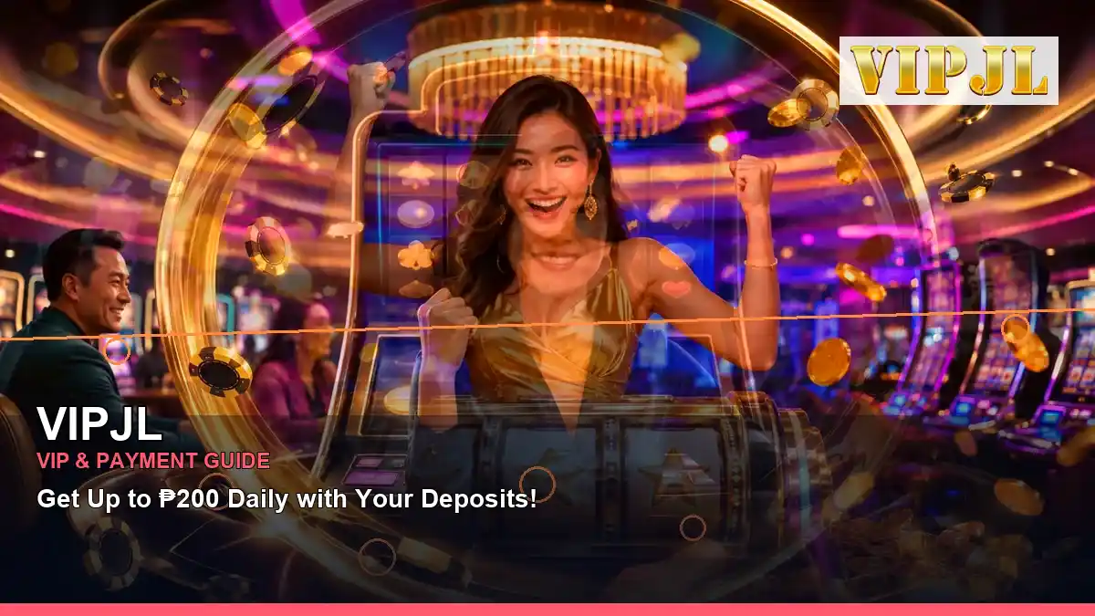 VIPJL high-energy casino cashback rewards in a centered layout for Philippine players